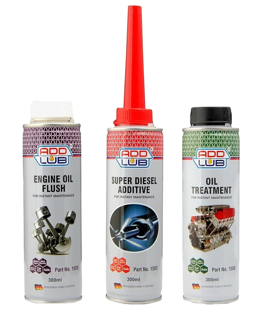 ADD LUB Combo of Diesel Additive, Oil Treatment and Engine Flush for Cars (300ml) each