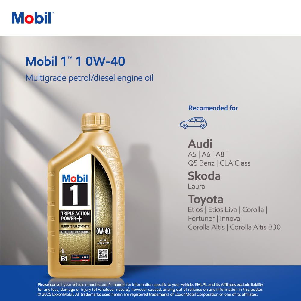 Mobil 1 0W-40 Advanced Full Synthetic Engine Oil (1L)
