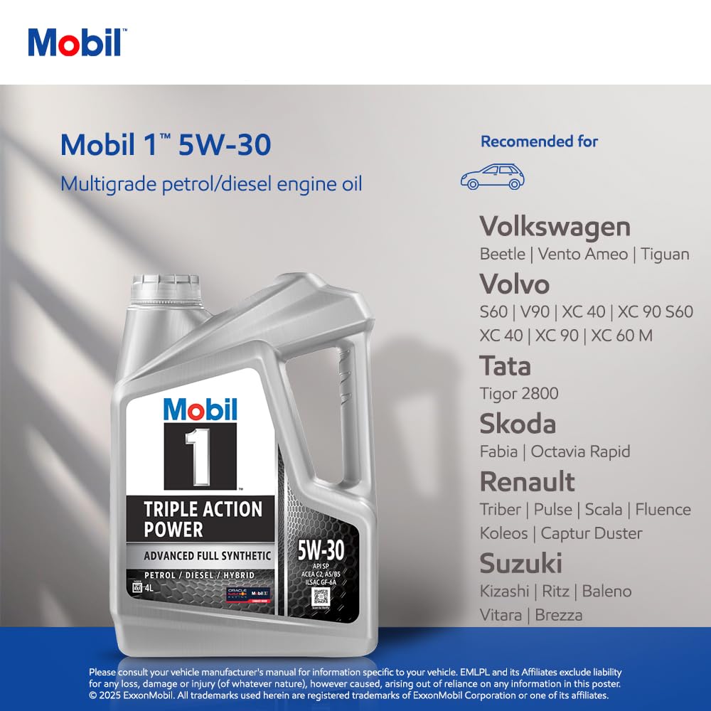 Mobil 1 5W30 Fully Synthetic Engine Oil (4L)
