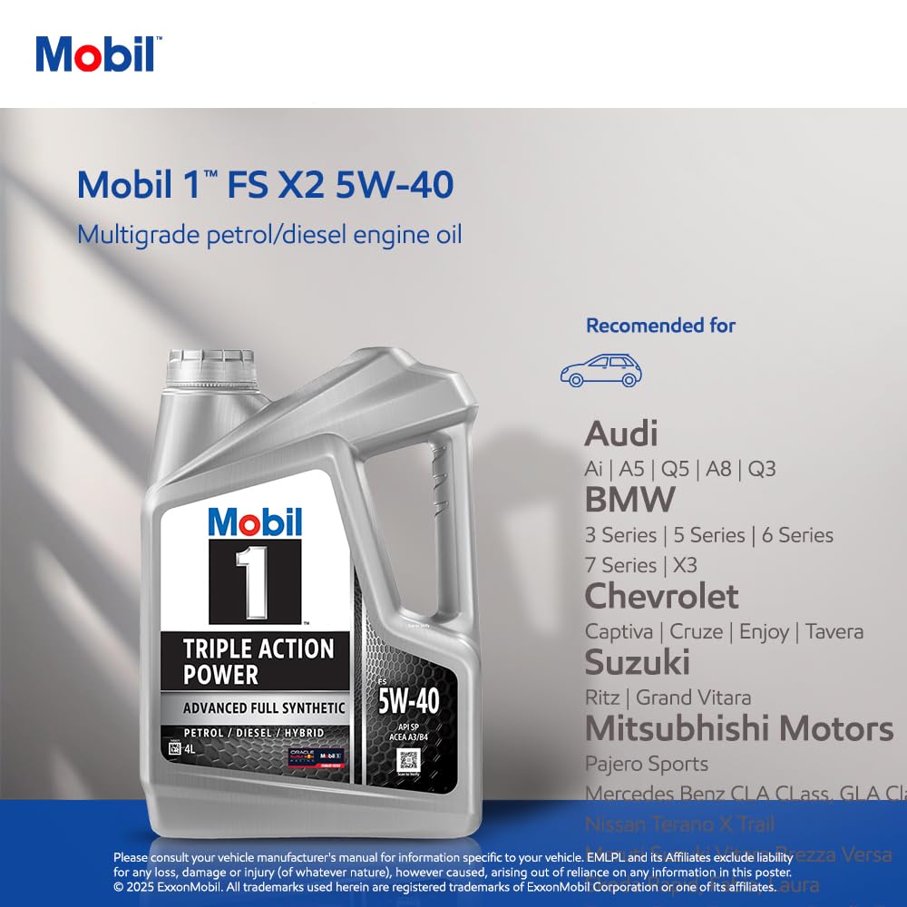 Mobil 1 FS X2 5W-40 Advanced Full Synthetic Engine Oil (3.5L)