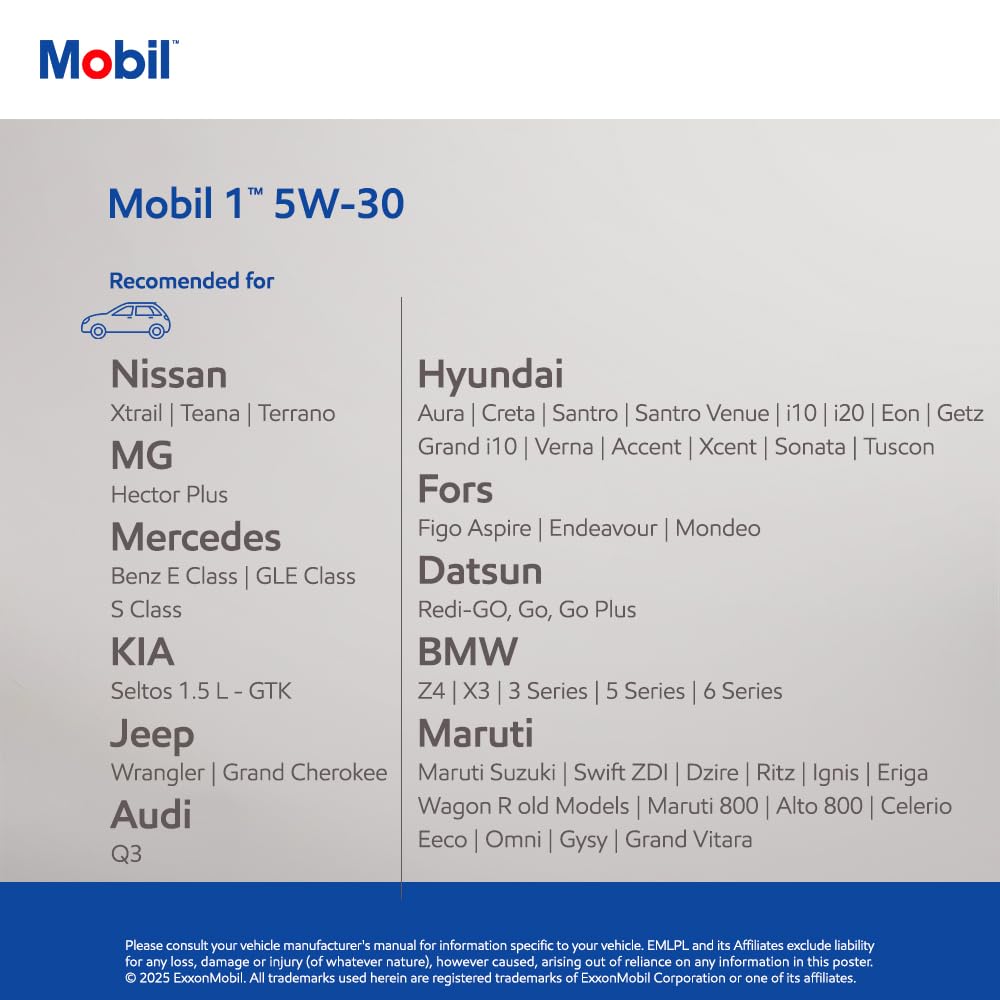 Mobil 1 5W30 Fully Synthetic Engine Oil (4L)