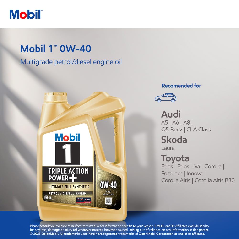 Mobil 1 0W-40 Advanced Full Synthetic Engine Oil (4L)