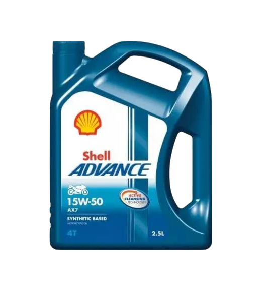 Shell Advance 4T AX7 15W-50 API SN Synthetic Technology Motorbike Engine Oil (2.5L)