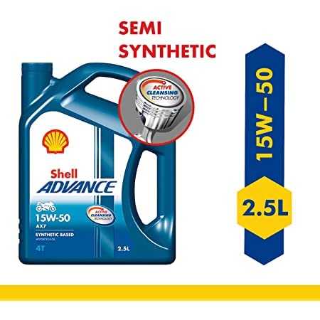 Shell Advance 4T AX7 15W-50 API SN Synthetic Technology Motorbike Engine Oil (2.5L)