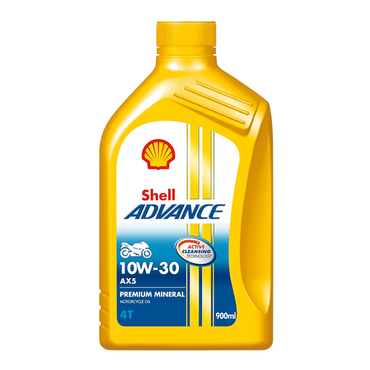 Shell Advance AX5 4T 10W-30 API SN Premium Mineral Motorbike Engine Oil (900ml)