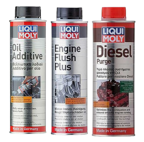 Liqui Moly Combo - Engine Flush (300ml) + Oil Additive (300ml) + Diesel Purge (500ml) Each