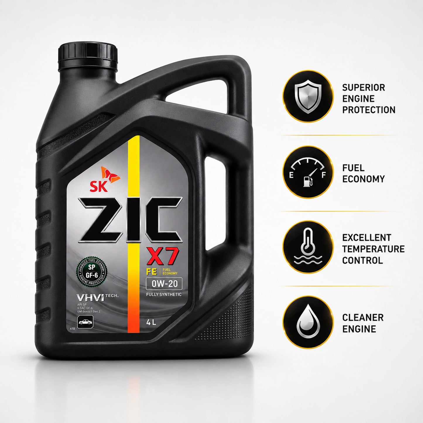 ZIC X7 FE 0W-20 Full-Synthetic Engine Oil (4L)