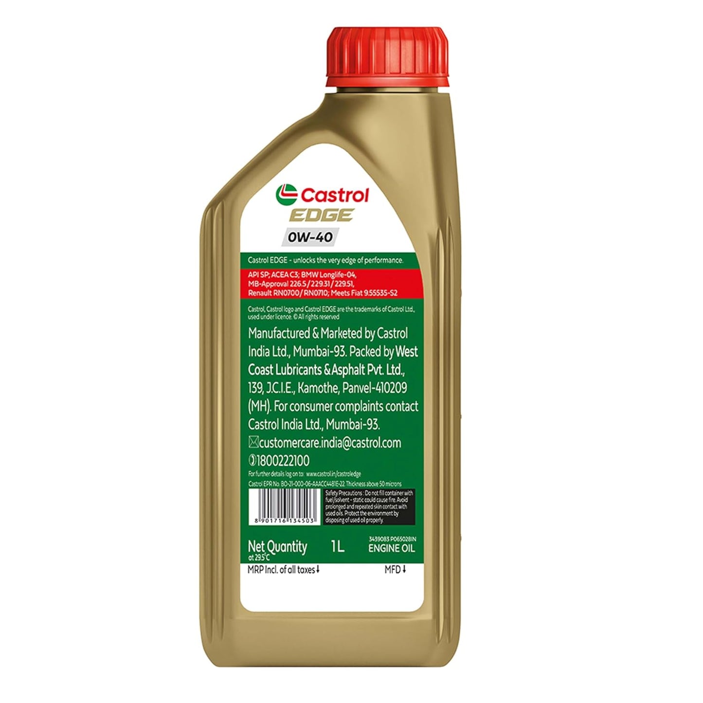 Castrol EDGE 0W-40 Advanced Full Synthetic Engine Oil (1L)