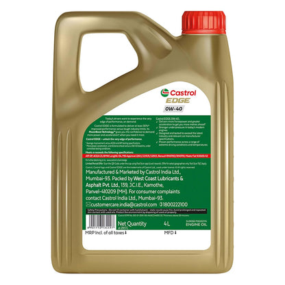 Castrol EDGE 0W-40 Advanced Full Synthetic Engine Oil (4L)