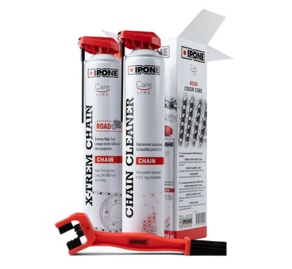 IPONE Road Chain Care Kit (1 Road Chain Grease 750ml + 1 Chain Cleaner 750ml + 1 Chain Brush)