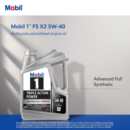 Mobil 1 FS X2 5W-40 Advanced Full Synthetic Engine Oil (3.5L)
