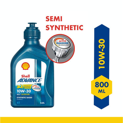 Shell Advance AX7 10W30 API SN JASO MB Synthetic Technology Scooter Engine Oil (800ml)