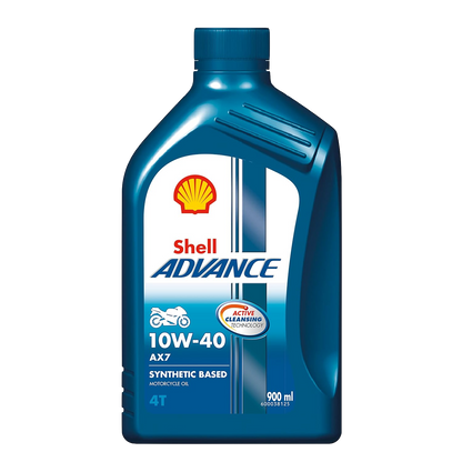 Shell Advance AX7 4T 10W-40 API SN Synthetic Technology Motorbike Engine Oil (900ml)