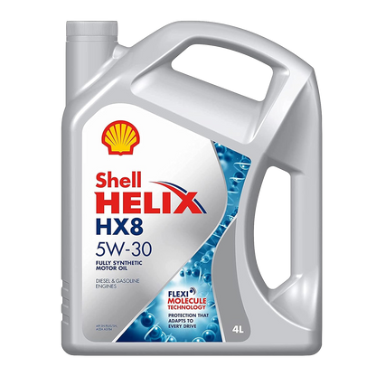 Shell Helix HX8 5W-30 API SN Plus Fully Synthetic Engine Oil for Petrol, Diesel & CNG Cars (4L)